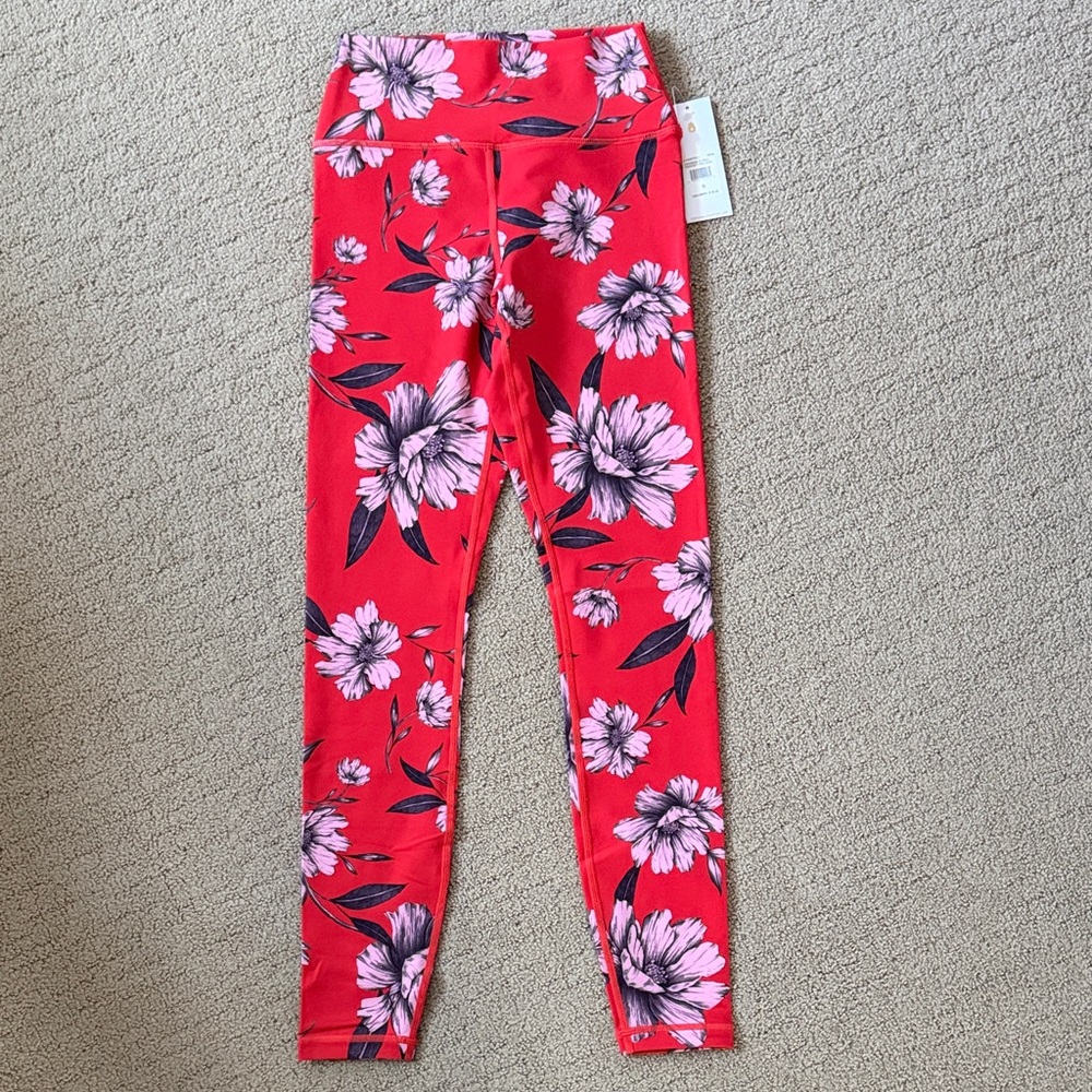 Spiritual Gangster Red and Pink Floral Leggings